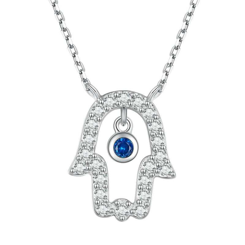 Moon Silver Water Drop Demon Eye Pendant Necklace