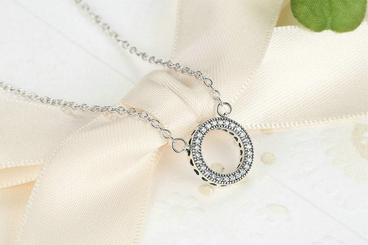 Moon Silver Hearts Round Shape Pendant Necklace