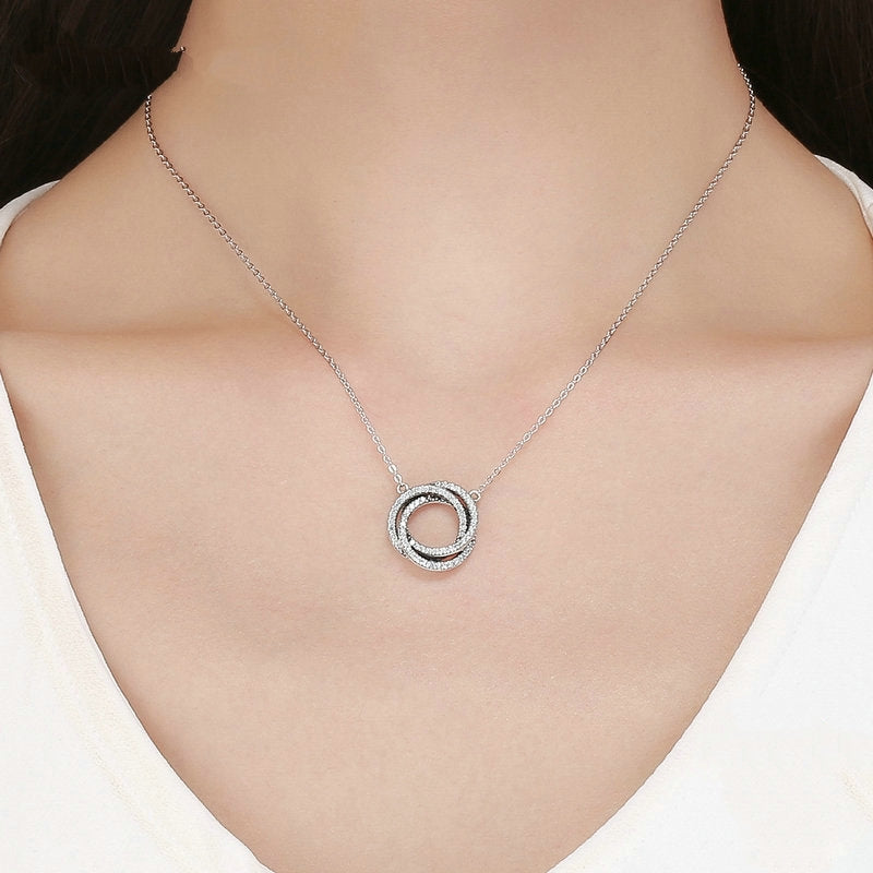 Moon Silver Circle Pendant Necklaces