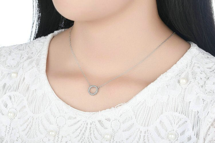 Moon Silver Hearts Round Shape Pendant Necklace