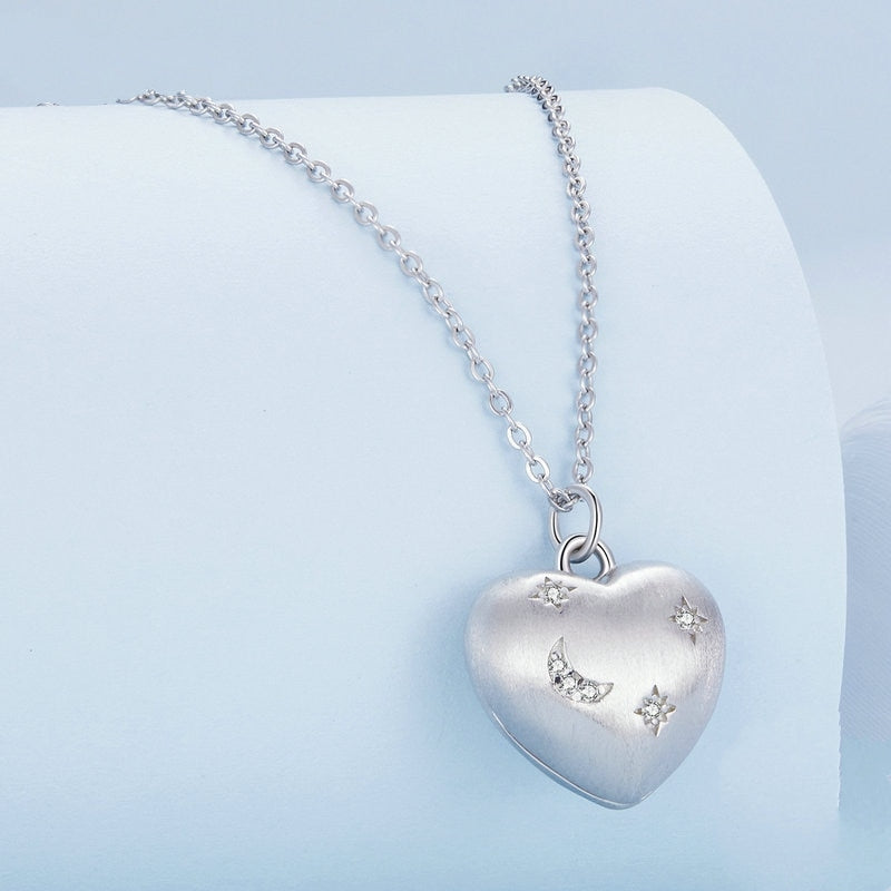 Moon Heart-shape Birthstone Pendant Necklace