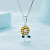 Moon Silver Sunflower Pendant  Necklace