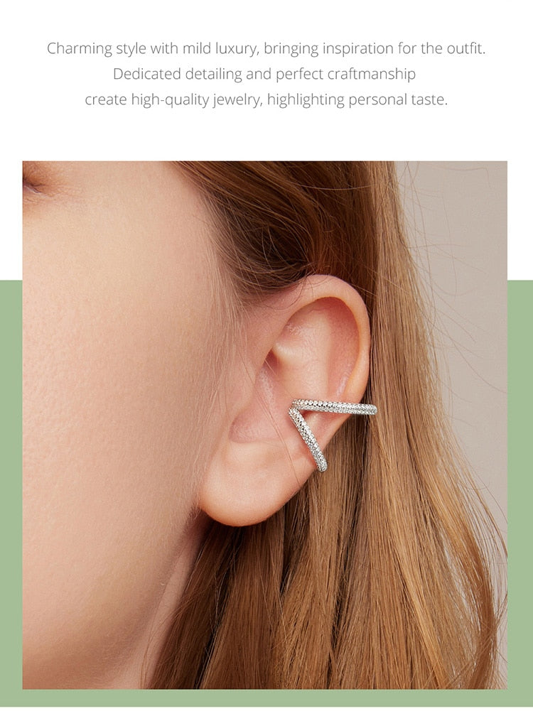 Moon Silver Simple Double Layer Ear Cuff