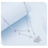 Moon Silver Double-layer Tassel Butterfly Pendant Necklace