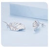 Moon Silver Leaf Stud Earrings Leaves Drop Earrings