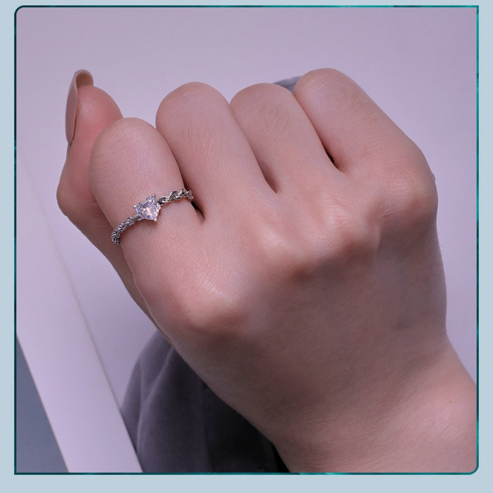 Moon Silver Five Prong Cubic Ring